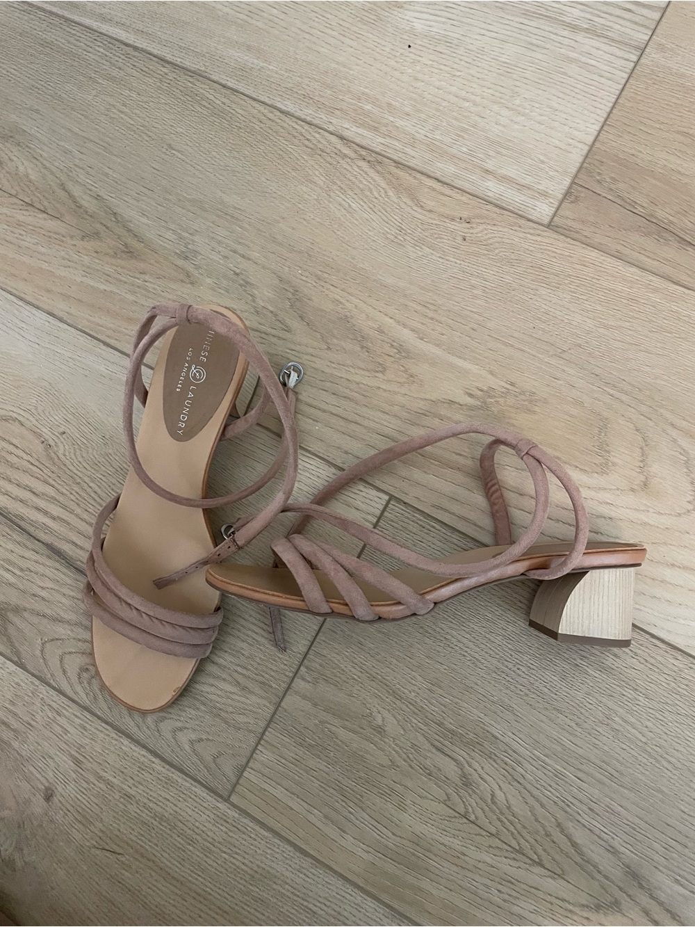 Ankle-Tie Sandal in Blush Pink